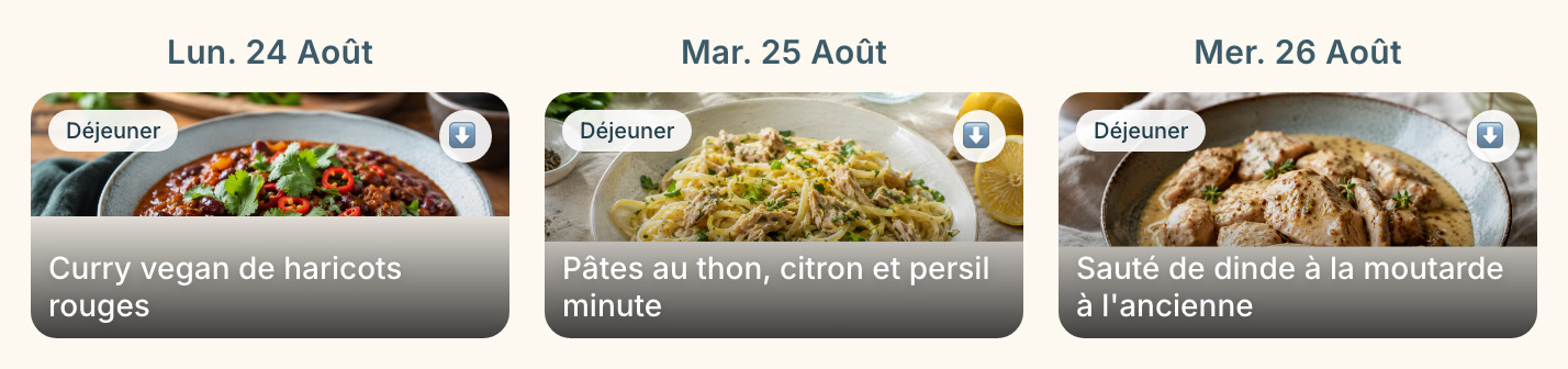 Menu de la semaine